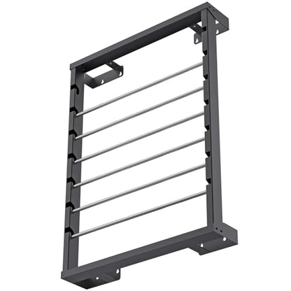SELEWARE Heavy Duty Wall-Mounted Wire Spool Rack – Cable Reel Holder and Dispenser with 6 Adjustable Stainless Steel Rods for Industrial, Electrical, and Retail Storage and Display (Black) - color: C: Black Wall Mounted Wire Spool Rack (6 Rods)