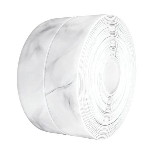 Kitchen & Bath Tape Caulk Strip, 1.5 Inch 10.5 Ft PVC Self Adhesive Waterproof Caulking Sealing Tape, Decorative Sealant Trim for Kitchen Sink Toilet Bathroom Shower and Bathtub (CloudMarble3.2M) - style: CloudMarble3.2M