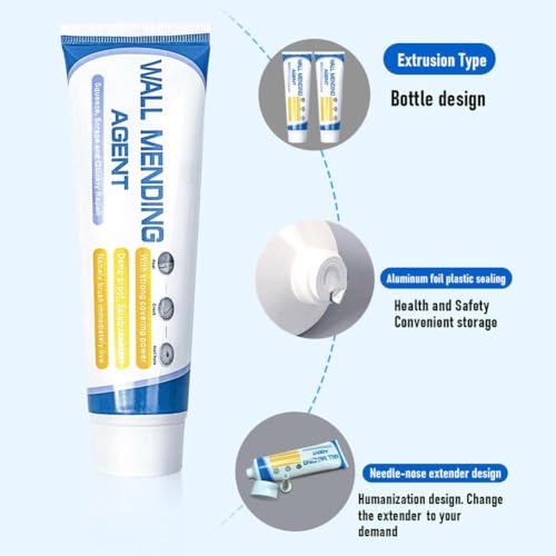 Wall Mending Agent Repair Kit with Scraper Nozzle Extender,2026 New Multi Functional WallPatching Paste Spackle,Efficient WallRepair Paste Filler for Holes & Cracks, Nail Holes, Dents & Small Damage - color: 120g
