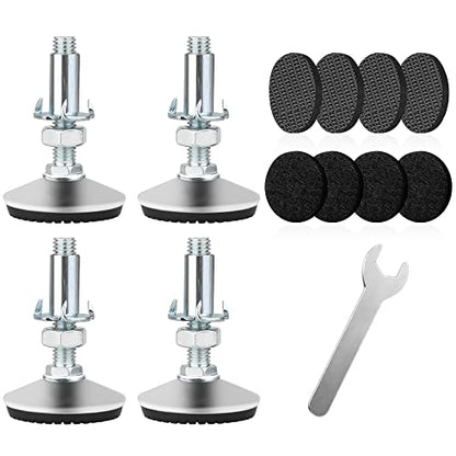 4 Set M10 Adjustable Leveling Feet, Heavy Duty Height Adjuster Furniture Leveler Foot With T Nut, Screw On Cabinet Restaurant Table Chair Self Levelers Leg (2 Base Dia & Thread Length, Silver) - style: Silver Stable Leg Levelers