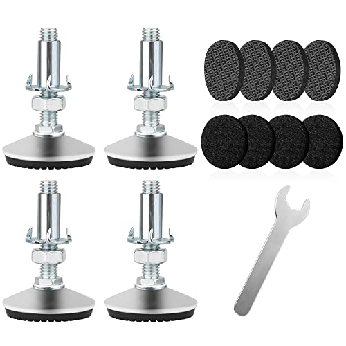 4 Set M10 Adjustable Leveling Feet, Heavy Duty Height Adjuster Furniture Leveler Foot With T Nut, Screw On Cabinet Restaurant Table Chair Self Levelers Leg (2 Base Dia & Thread Length, Silver) - style: Silver Stable Leg Levelers
