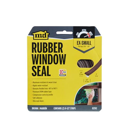 M-D Building Products 02592 1/8 in. x 3/8 in. x 17 ft. Brown Premium Rubber Window Seal for Ex-Small Gaps - color: Brown, size: 1/8 in. x 3/8 in.