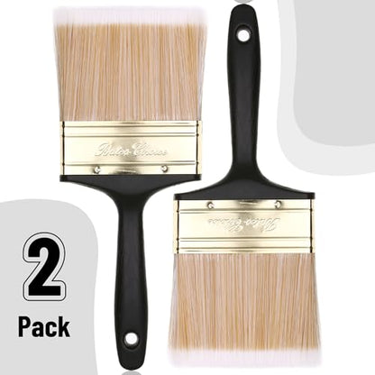 Bates- Deck Stain Brush, 2 Pack, 4 Inch, Soft Tip Wood Stain Brushes for Wood, Brass Plated Steel Ferrule, Ergonomic Handle - size: 4 Inch, 2 Pack