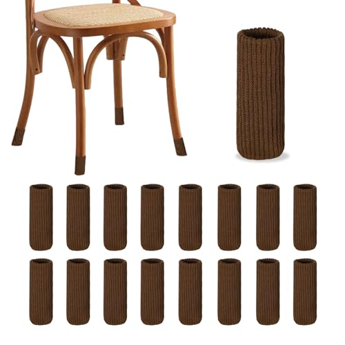 16 PCs Small Furniture Leg Socks - High Elastic Knitted Chair Leg Floor Protectors, Coffee Thickening Chair Leg Covers Set, Move Easily and Reduce Noise - color: Coffee, size: 16pcs Small