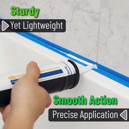 ADAK - Professional Caulking Gun, 10:1 Thrust Ratio, Caulking Gun No Drip, Hand Tool for Silicone & Sealant Application, Smooth Pressure Caulk Gun, Caulking Gun Tool (Whole Black) - color: Whole Black