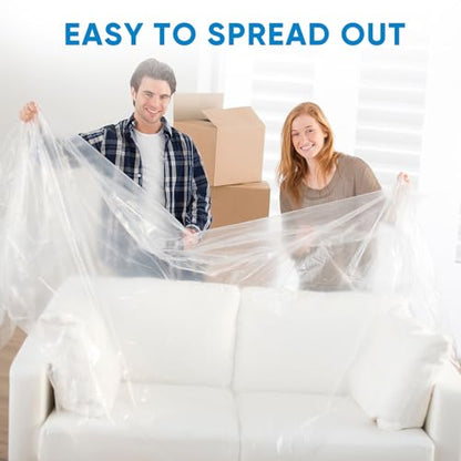 TICONN 12 x 9 Ft Plastic Drop Cloth for Painting, Waterproof Painters Plastic Sheeting, Painting Tarp for Furniture Cover, Floor Protection (6PK, 1.2Mil) - size: 1.2 Mil
