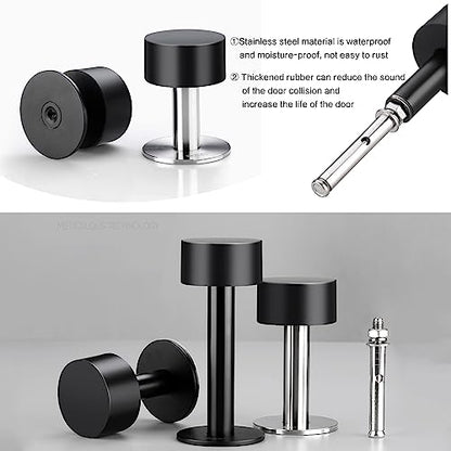 2 Pcs Door Stoppers, Heavy Duty Modern Cylindrical Doorstops Without Drill, Rubber Bumper Adhesive Door Stop Wall Protector,2.36inch