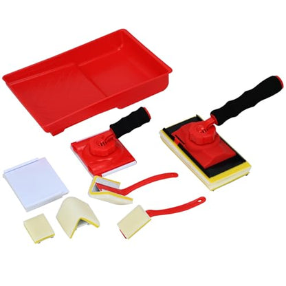 Professional 7-Inch Paint Edger Kit with 360° Pivot Handle | 10-Piece All-in-One Set Includes Trim Edger, Corner Pad, Detail Brush, Tray & Refill Pads | for Walls, Ceilings, Baseboards