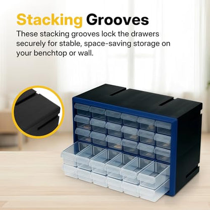 NORTHSKY 30-Drawer Plastic Storage Drawers, Small Parts Organizer, Stackable Teacher Toolbox for Hardware, Screws, Nuts & Bolts, Stickers, Beads, Building Bricks, Garage Storage，14.17 × 7.09 × 9.45 - size: 30 Drawer
