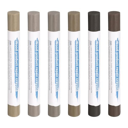 HARFINGTON Wood Filler Sticks 6 Colors Wooden Wax Touch Up Furniture Repair Crayons for Medium Brown 4-9 - color: Wood Series