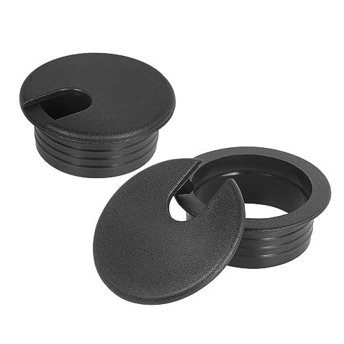 1-1/2" Black Desk Grommet, JTemgle Plastic Cable Hole Cover Computer Table Cord Wire Organizer Caps Desktop Cord Management for Home Office TV Stands Tabletops, 2 Pieces - color: Black, size: 1-1/2" / 38mm