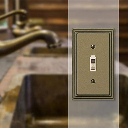Amerelle Steps Single Toggle Cast Metal Wallplate in Rustic Brass - color: Rustic Brass, size: 1 Toggle