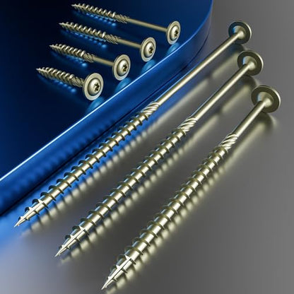 Wensilon (1 lbs)#10 x 4 Yellow Lag Screws, Structural Wood Screw, Heavy Duty Construction Screw, Rust Resistant, Washer Head, Black Coated Exterior Wood Screws, Star Drive with Bit - color: Yellow, size: #10 x 4"