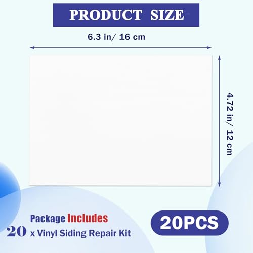 20PCS Vinyl Siding Repair Kit, Self-Adhesive Vinyl Siding and Fence Repair Tape Patch Kit for Blemishes Tools/Cracks/Holes (20, 6.3 x 4.72 in)