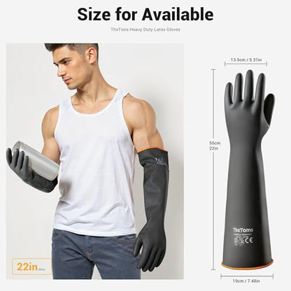 ThxToms 22" Heavy Duty Chemical Resistant Latex Rubber Gloves, Waterproof Long Cleaning Gloves for Industrial Cleaning, Gardening, Oil, Acid & Alkali Resistance, 1 Pair - color: 22"