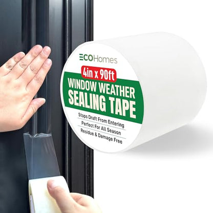 ECOHomes Window Weather Sealing Tape | Winter Weather Stripping Tape to Block Cold Drafts Through Window Gaps and AC Units, Insulation Seal and Draft Blocker for Home (4 Inch by 90 FT, Clear) - color: Clear, size: 4 Inch By 90 FT