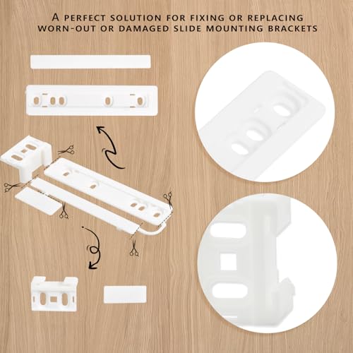 4Pcs Universal Integrated Fridge Freezer Door Slider with Screws, Fridge Door Mounting Installation Fixing Kit with Barckets and Clips