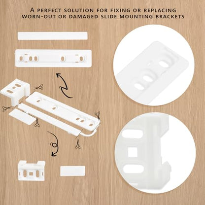 4Pcs Universal Integrated Fridge Freezer Door Slider with Screws, Fridge Door Mounting Installation Fixing Kit with Barckets and Clips