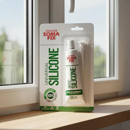 White Silicone Caulk - Easy Squeeze Caulking Tube, Silicone Sealant for Wood, Kitchen, Bathroom, Sink, Windows - Multi Purpose & Waterproof - 1.7 fl. oz (White) - color: White