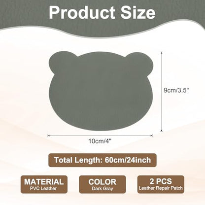 PATIKIL Leather Repair Patch, 2 Pcs 4 x 3.5 Inch Self-Adhesive Vinyl Patch Furniture Tape Repair Kit for Sofas Couches Stools Chairs Cabinets Bags, Dark Gray - color: Dark Gray