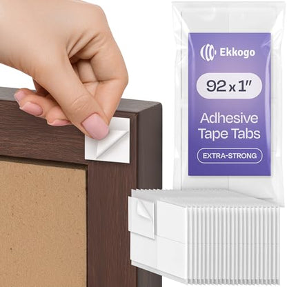 Double Sided Tape 92-Pack - Strong Self Adhesive Pads 1"X1"X0.04" Perfect for Photos Lightweight Decor and General Purpose Indoor Wall Mounting