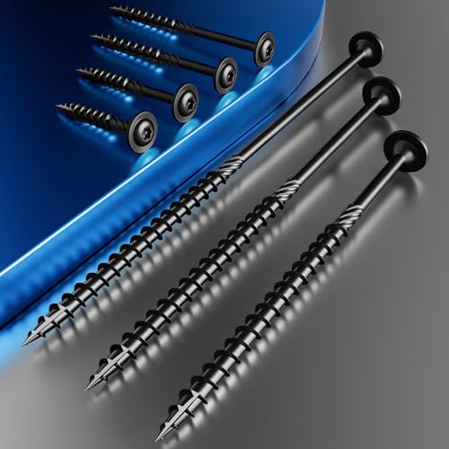 Wensilon (1 lbs)#10 x 4 Black Lag Screws, Structural Wood Screw, Heavy Duty Construction Screw, Rust Resistant, Washer Head, Black Coated Exterior Wood Screws, Star Drive with Bit - color: Black, size: #10 x 4"