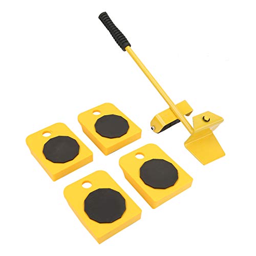 KUIDAMOS Furniture Mover Set, 150KG Capacity Transport Moving Plate, Smooth Scroll Wheel, Rectangular, Yellow, Plastic