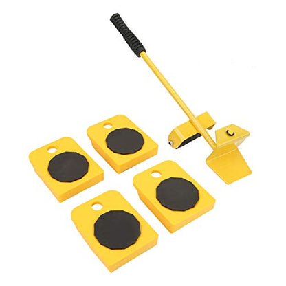 KUIDAMOS Furniture Mover Set, 150KG Capacity Transport Moving Plate, Smooth Scroll Wheel, Rectangular, Yellow, Plastic
