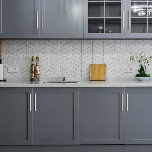 Ravinte 10 Pack Solid 7-1/2 Inch Center to Center Slim Square Bar Dresser Drawer Handles Kitchen Cabinet Handles Brushed Nickel Drawer Pulls Kitchen Cabinet Hardware Pulls - size: 7-1/2" Hole Center