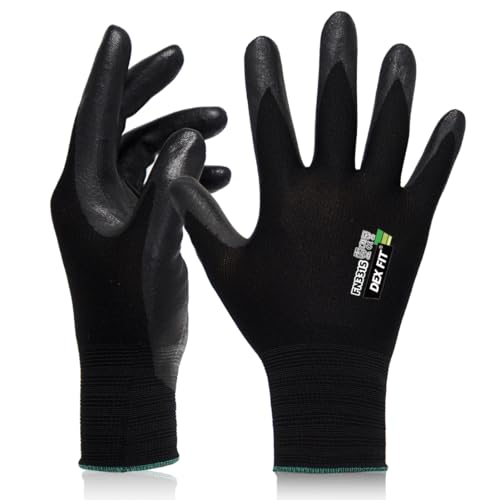 DEX FIT Sandy Nitrile Work Gloves FN331S, 3D-Comfort Fit, Heavy Duty Grip, Thin & Lightweight, Touch-Screen Fingers, Protective & Durable, Breathable & Cool, Machine Washable; Black (M) 3 Pairs - color: Sandy Black, size: Medium(3 Pairs)