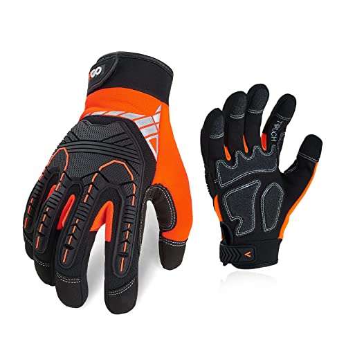 Vgo... 1-Pair Safety Work Gloves - Mechanics, Impact, Anti-Vibration, Rigger, Heavy Duty (S, Orange, SL8849IP) - color: Orange-impact, size: Small (1 Pair)