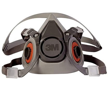 3M Half Facepiece Reusable Respirator 6200, NIOSH, Four-Point Harness, Comfortable Fit, Dual Airline Supplied Air Compatible, Bayonet Connections, Painting, Sanding, Cleaning, Medium - style: Medium