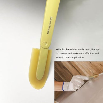 Extended Reach Grout Caulking Tool, 4pcs Rubber Caulk Finishing Tool with Ergonomic Grip for Bathroom, Kitchen Tile Gaps and Hard-to-Reach Areas - size: 4pcs