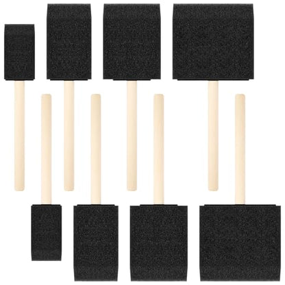 8 Pcs Black Foam Paint Brushes Set, 1'' 1.6'' 2'' 2.8'' Sponge Paint Brush with Wooden Handle, Multi-Functional Foam Brushes for Painting, Staining, Craft, Varnish, Touch Up, Art, Acrylics
