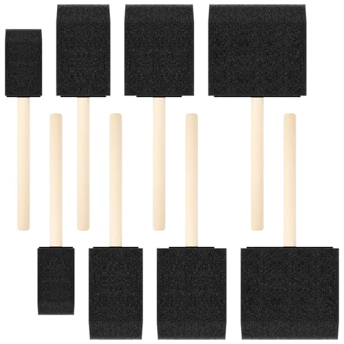 8 Pcs Black Foam Paint Brushes Set, 1'' 1.6'' 2'' 2.8'' Sponge Paint Brush with Wooden Handle, Multi-Functional Foam Brushes for Painting, Staining, Craft, Varnish, Touch Up, Art, Acrylics