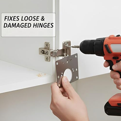 Cabinet Hinge Repair Plate Kit 6PCS Stainless Steel Repair Plate Door Hinge Repair Kit Cabinet Repair Kit with Screws for Kitchen Cabinet Cupboard Door Furniture Fix