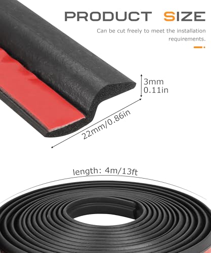 SCUARI 13Ft Automotive Weather Stripping,Car Accessories Door Rubber Seal Strip,Car Front Windshield Strip,Super Flexible Z-Shaped Rubber Cars Door Seal Strip,Suitable for Cars, RVs,Vans