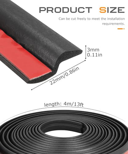 SCUARI 13Ft Automotive Weather Stripping,Car Accessories Door Rubber Seal Strip,Car Front Windshield Strip,Super Flexible Z-Shaped Rubber Cars Door Seal Strip,Suitable for Cars, RVs,Vans