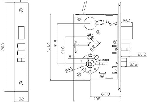 Commercial Heavy Duty Mortise Lock Handle Set for Entrance/Office Front Door F20 - color: Rose/ Entry