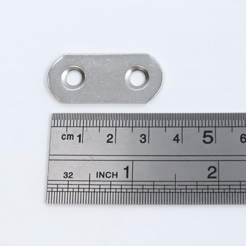 1.42 Inch Straight Flat Bracket Connectors 30 Pcs with Screws, Stainless Steel Metal Brace Brackets Plate, Heavy Duty Fixed Straps Support for Wood Cabinet, Repair Chair Beds Legs