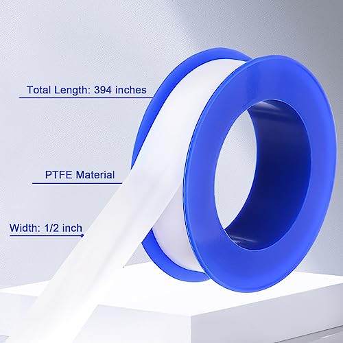 POCKET PANDA 5 Rolls Teflon Tape 1/2Inch, Plumbers Tape, Plumbing Tape, Sealant Tape, PTFE Tape, Sealing Tape for Shower Head Water Pipe, 1/2" x394" White, Misting Parts & Accessories