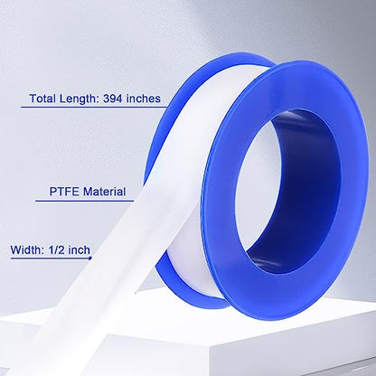 POCKET PANDA 5 Rolls Teflon Tape 1/2Inch, Plumbers Tape, Plumbing Tape, Sealant Tape, PTFE Tape, Sealing Tape for Shower Head Water Pipe, 1/2" x394" White, Misting Parts & Accessories