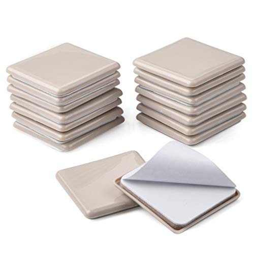 Ezprotekt 16 Pcs Self-Stick Furniture Movers Sliders for Carpet, 2.5 inch Square Self-Adhesive Furniture Moving Pads, Carpet Sliders for Moving Chair Table Desk Bed Sofa Couch Cabinet (Beige) - color: Beige, size: 2.5" x 2.5"
