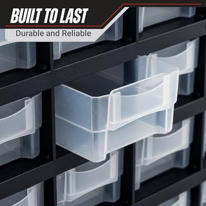 Storage Bin with Drawers - 41-Drawer Plastic Tool Organizer - Hardware or Craft Cabinet for Storing Beads, Toys, or Nuts and Bolts by Stalwart (Black) - style: 41 Drawers