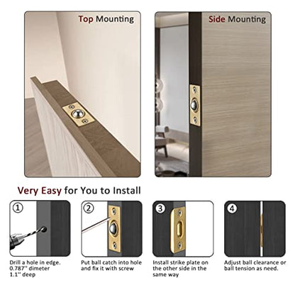 JQK Closet Ball Catch Door Hardware, Stainless Steel Catch Adjustable with Strike Plate, Gold Finish 2 Pack, HBC100-BG-P2 - color: Gold, size: 2 Pack