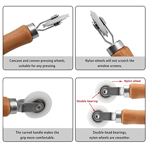 BAYTORY 3Pcs Screen Tool, Window Screen Spline Roller Tool with Wooden Handle and Nylon Bearing Wheels, Mesh Screen Door Repair Kit Durable and Easy to Use - style: Nylon