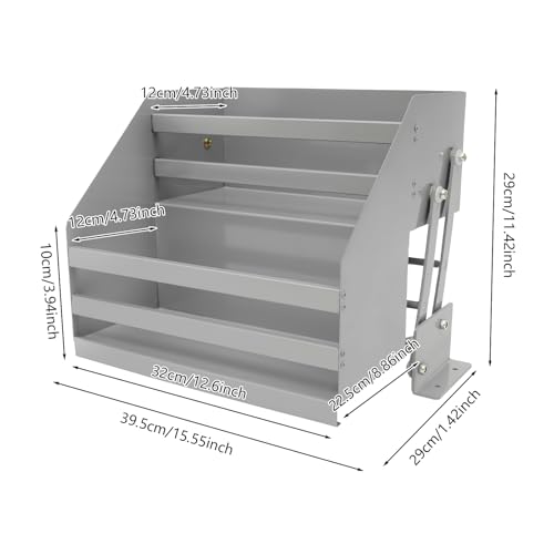 Pull-Down Spice Rack for Upper Cabinets - Heavy Duty 2-Tier Kitchen Cabinet Organizer with 22.05lbs Capacity, Space-Saving Retractable Shelf, Fits 4.72x11.81in Bottle, 15.55x11.42x11.42in