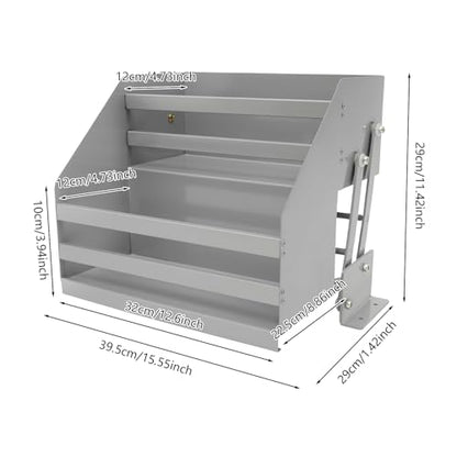 Pull-Down Spice Rack for Upper Cabinets - Heavy Duty 2-Tier Kitchen Cabinet Organizer with 22.05lbs Capacity, Space-Saving Retractable Shelf, Fits 4.72x11.81in Bottle, 15.55x11.42x11.42in