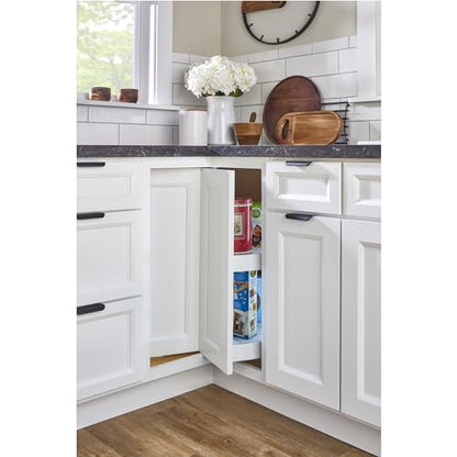Rev-A-Shelf 24" Pie-Cut Dual Tier Lazy Susan Organizer for Corner Base Kitchen Cabinets, Plastic Home Rotating Storage Shelves, White, 2942-24-11-1 - size: 24 in