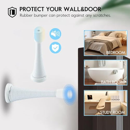 HOME MASTER HARDWARE 12 Pack Spring Door Stops, 3 Inch Wall Mounted Spring Doorstop, with Rubber Bumper, White - color: ‎White